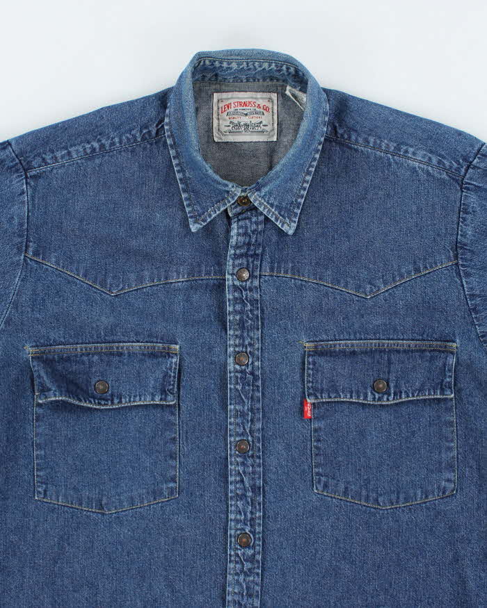 Vintage 2000's Levi's Dark Wash Long Sleeve Denim Shirt - M