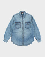Vintage 2000's Levi's Light Wash Red Label Denim Shirt - M