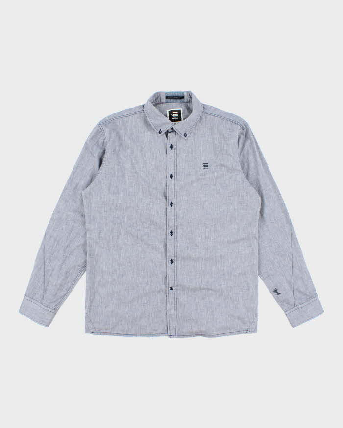 Vintage Y2K G-Star Raw Grey Brushed Long Sleeve Shirt - XL
