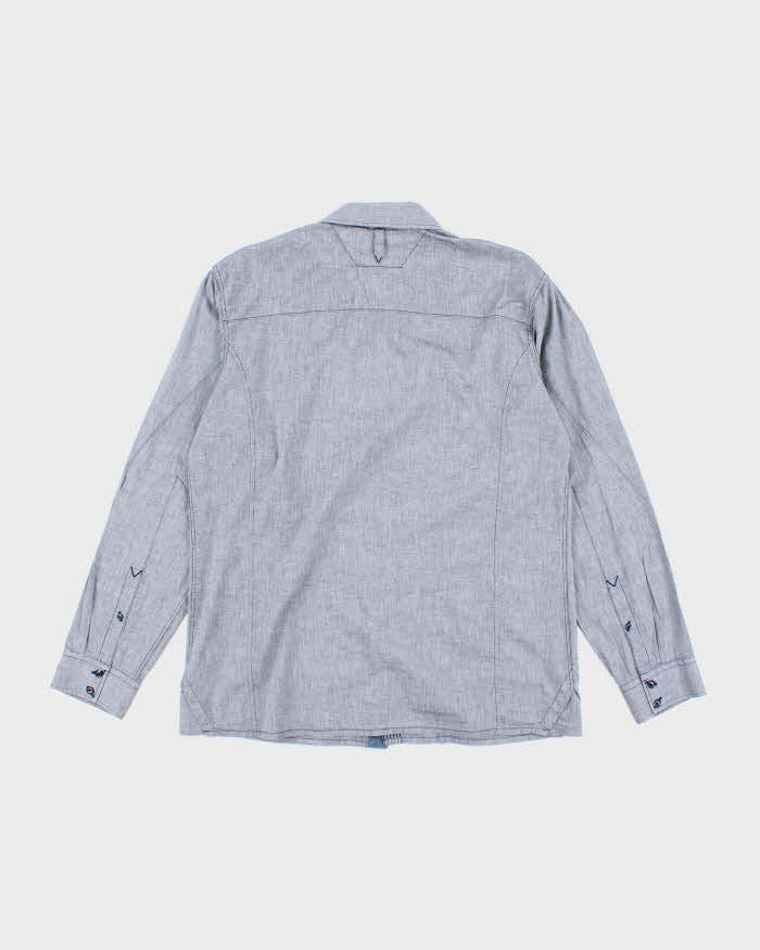 Vintage Y2K G-Star Raw Grey Brushed Long Sleeve Shirt - XL
