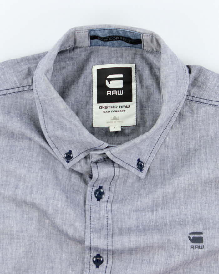 Vintage Y2K G-Star Raw Grey Brushed Long Sleeve Shirt - XL