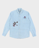 Vintage 90's GCOMA Looney Tunes Embroidered Striped Shirt - L