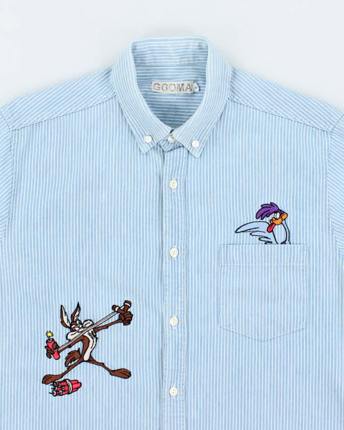 Vintage 90's GCOMA Looney Tunes Embroidered Striped Shirt - L