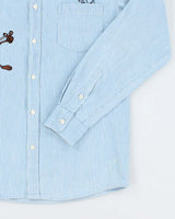 Vintage 90's GCOMA Looney Tunes Embroidered Striped Shirt - L