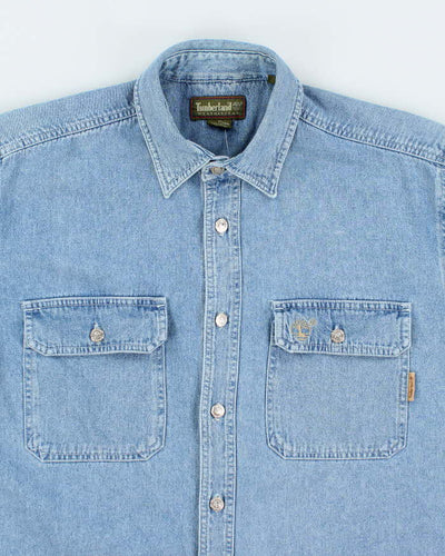 Vintage 90's Timberland Weather Gear Light Wash Denim Shirt - M