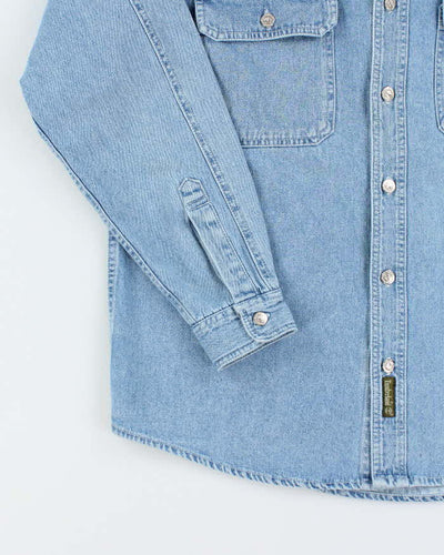 Vintage 90's Timberland Weather Gear Light Wash Denim Shirt - M