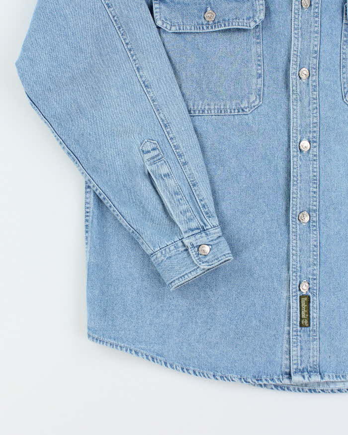 Vintage 90's Timberland Weather Gear Light Wash Denim Shirt - M