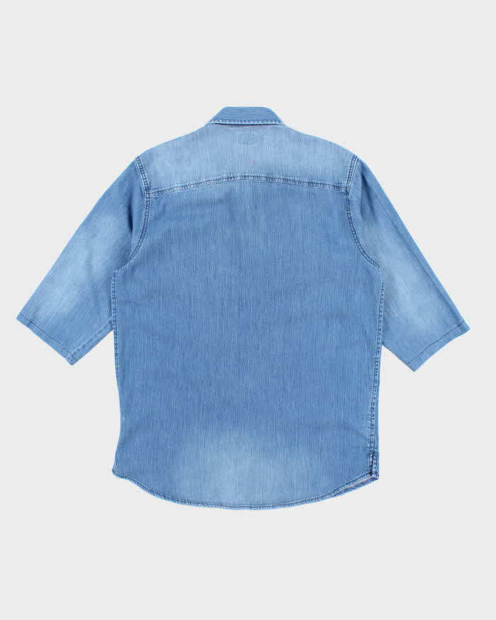 Vintage 80's Lee Medium Wash 3/4 Sleeve Denim Shirt - L