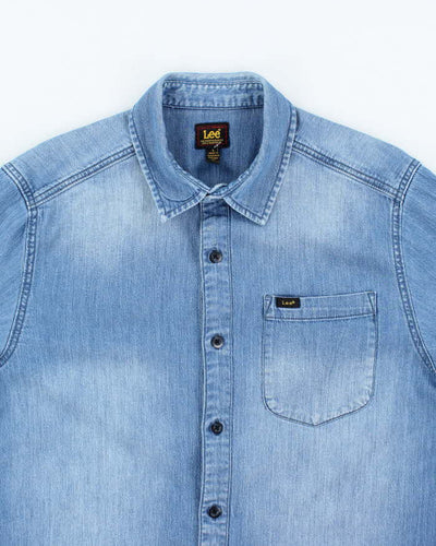 Vintage 80's Lee Medium Wash 3/4 Sleeve Denim Shirt - L