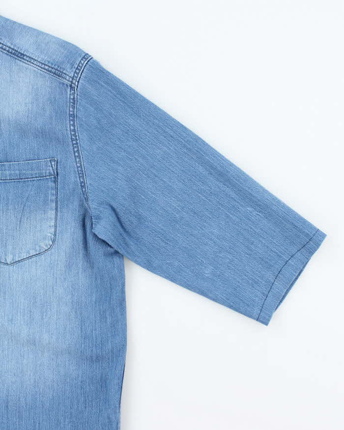 Vintage 80's Lee Medium Wash 3/4 Sleeve Denim Shirt - L