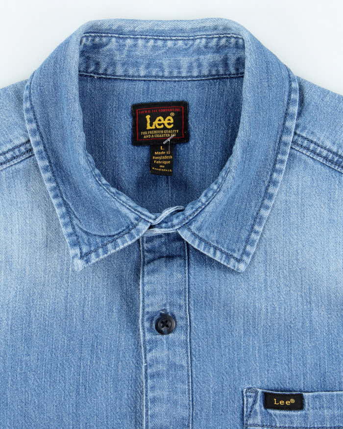 Vintage 80's Lee Medium Wash 3/4 Sleeve Denim Shirt - L