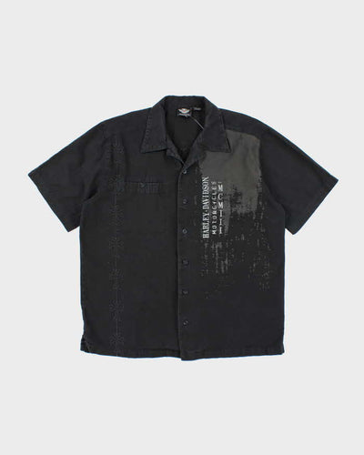 Harley Davidson Grey Pinstripe Collared Shirt - L