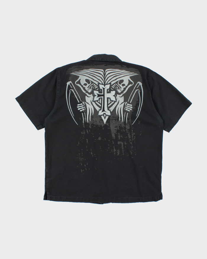 Harley Davidson Grey Pinstripe Collared Shirt - L
