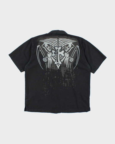 Harley Davidson Grey Pinstripe Collared Shirt - L