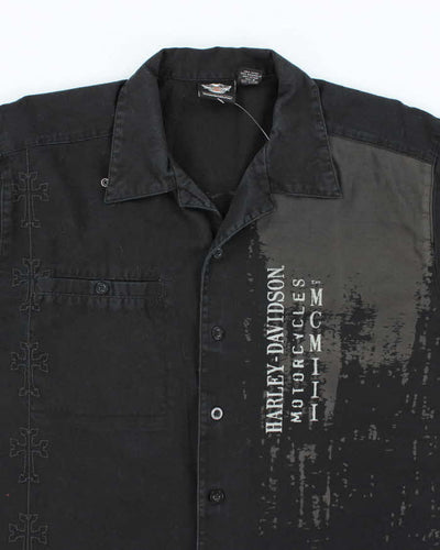 Harley Davidson Grey Pinstripe Collared Shirt - L
