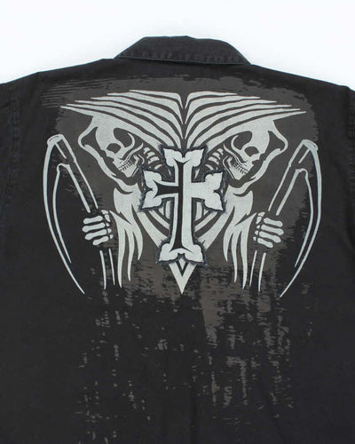 Harley Davidson Grey Pinstripe Collared Shirt - L