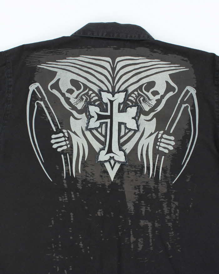 Harley Davidson Grey Pinstripe Collared Shirt - L