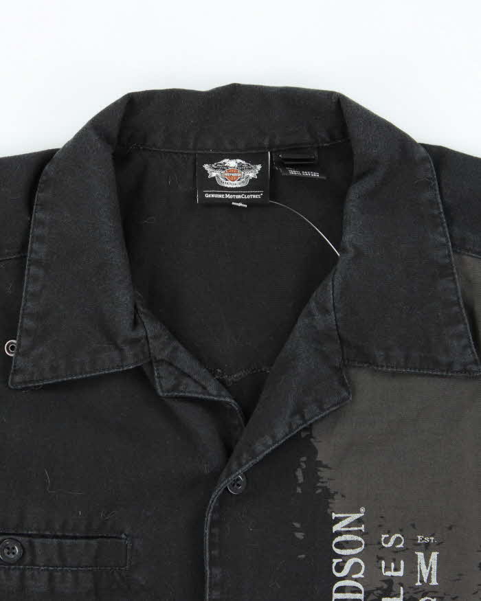 Harley Davidson Grey Pinstripe Collared Shirt - L