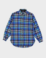 Vintage 1990s Pendleton Blue Plaid 100% Wool Shirt - M