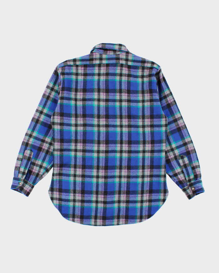 Vintage 1990s Pendleton Blue Plaid 100% Wool Shirt - M