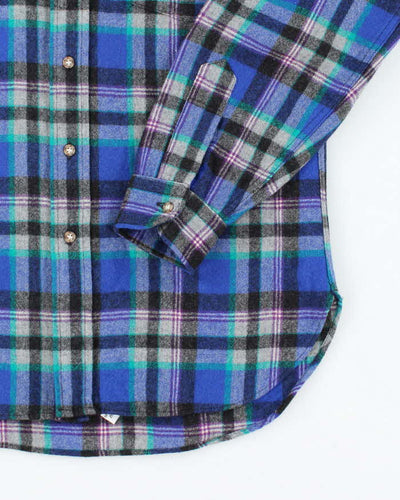 Vintage 1990s Pendleton Blue Plaid 100% Wool Shirt - M