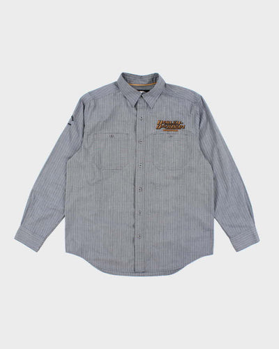 Harley Davidson Grey Pinstripe Collared Shirt - L