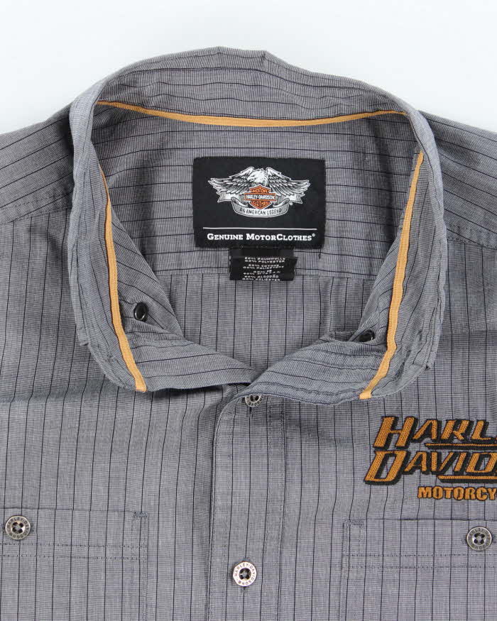 Harley Davidson Grey Pinstripe Collared Shirt - L