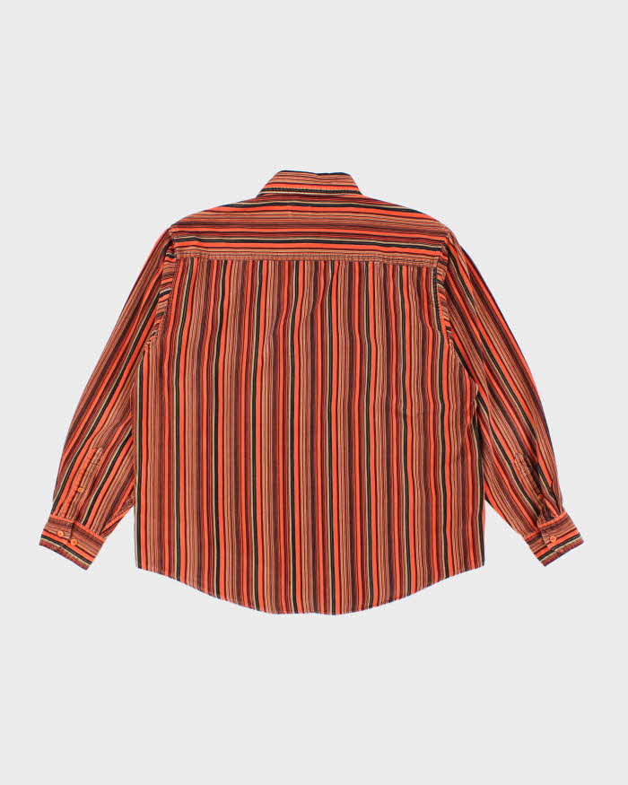 Firethorn Orange and Brown Striped Corduroy Shirt - L
