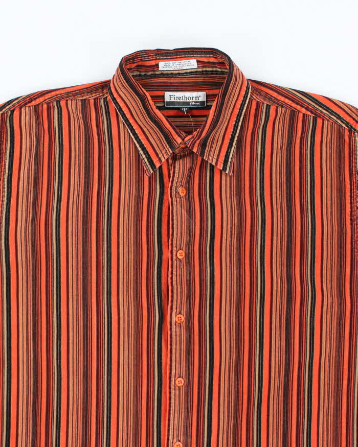 Firethorn Orange and Brown Striped Corduroy Shirt - L