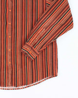 Firethorn Orange and Brown Striped Corduroy Shirt - L