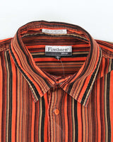 Firethorn Orange and Brown Striped Corduroy Shirt - L