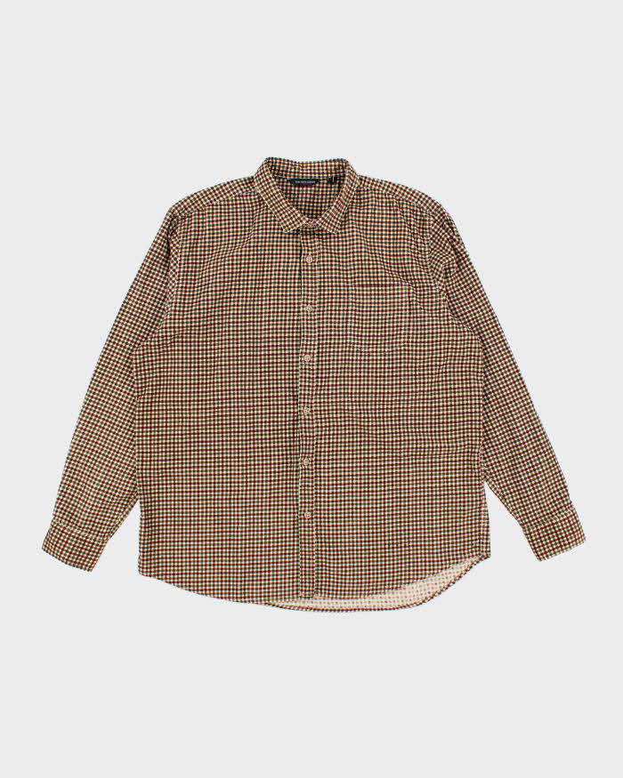 Saks Fifth Avenue Beige and Green Corduroy Shirt - XL