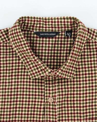 Saks Fifth Avenue Beige and Green Corduroy Shirt - XL