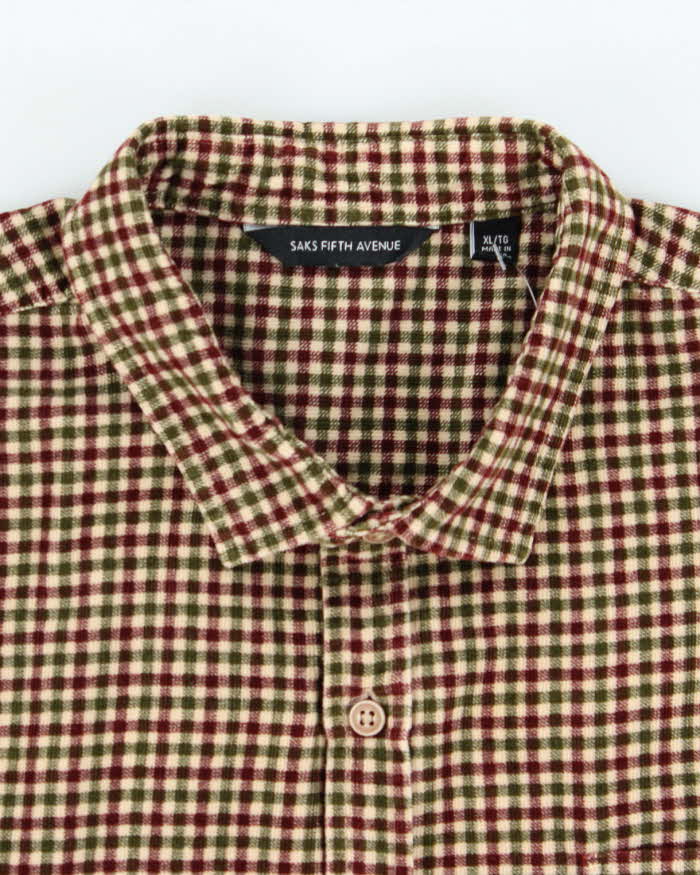 Saks Fifth Avenue Beige and Green Corduroy Shirt - XL