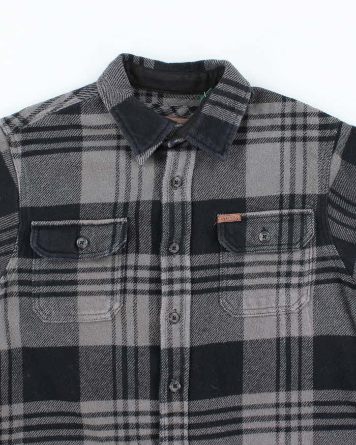 Men's Orvis Grey Flannel Plaid Shirt - S