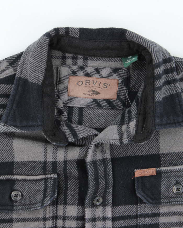 Men's Orvis Grey Flannel Plaid Shirt - S