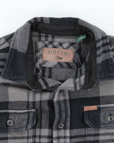 Men's Orvis Grey Flannel Plaid Shirt - S