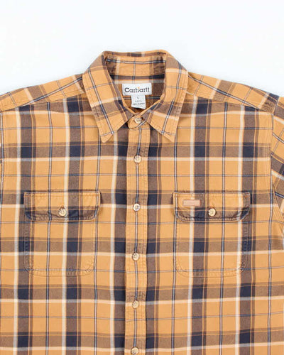 Men's Carhartt Heaveyweight Orange Plaid Collared Shirt - L