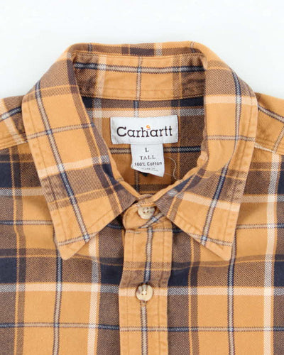 Men's Carhartt Heaveyweight Orange Plaid Collared Shirt - L