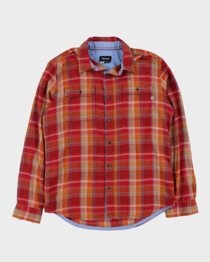 Marmot Red and Orange Plaid Work Shirt - M