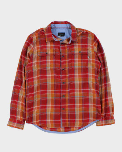 Marmot Red and Orange Plaid Work Shirt - M
