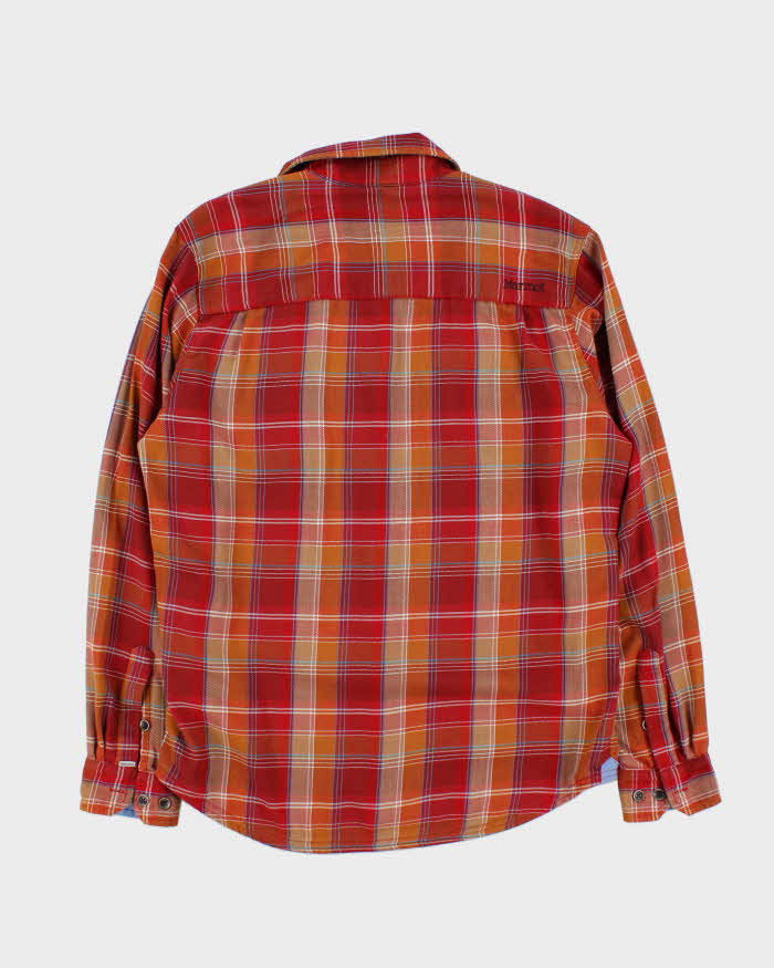 Marmot Red and Orange Plaid Work Shirt - M