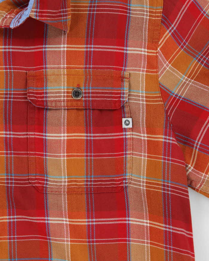 Marmot Red and Orange Plaid Work Shirt - M