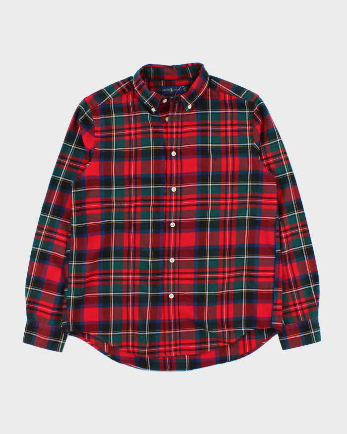 Youth Ralph Lauren Red and Green Plaid Work Shirt - L