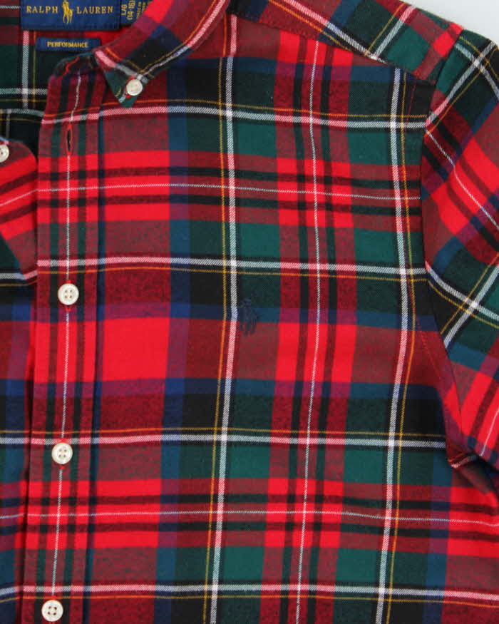 Youth Ralph Lauren Red and Green Plaid Work Shirt - L