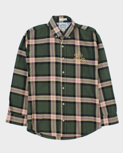 Ralph Lauren Green and Pink Plaid 100% Work Shirt - L