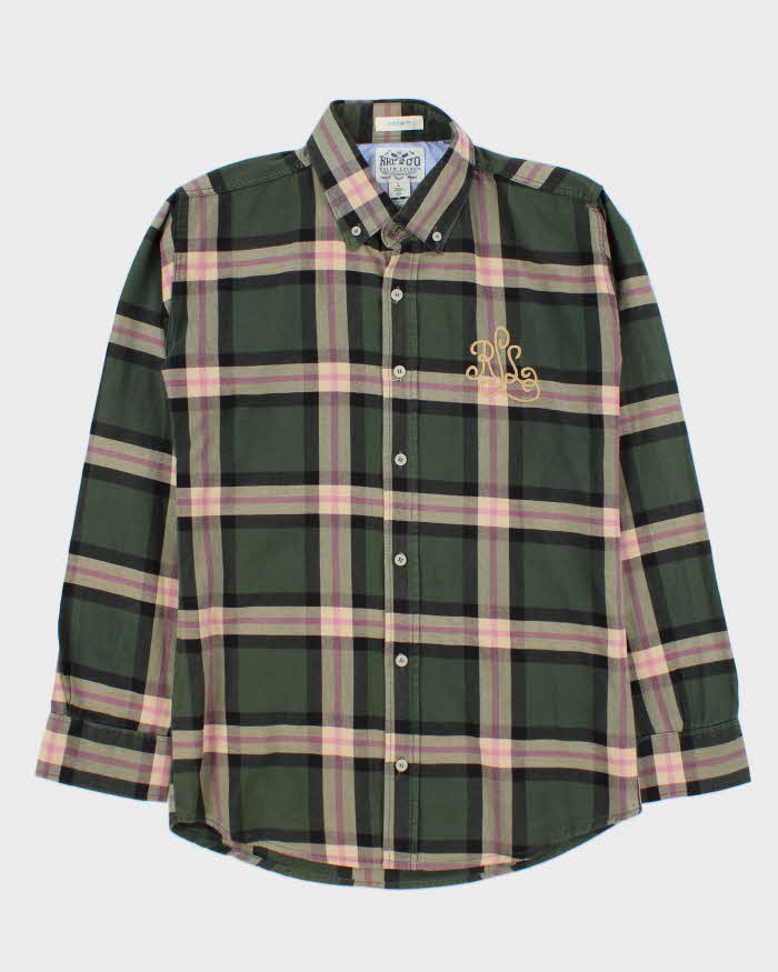 Ralph Lauren Green and Pink Plaid 100% Work Shirt - L
