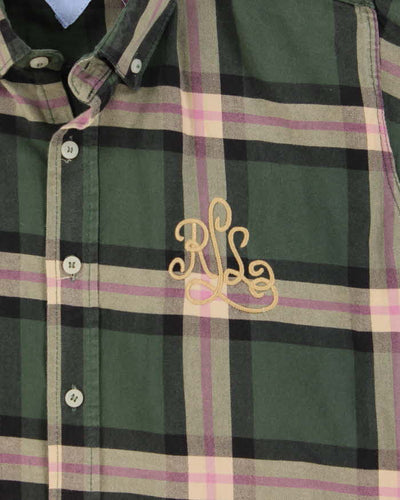 Ralph Lauren Green and Pink Plaid 100% Work Shirt - L