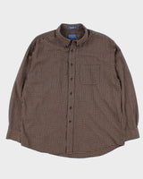 Pendleton Brown Plaid Cotton Wool Blend Work Shirt - XL