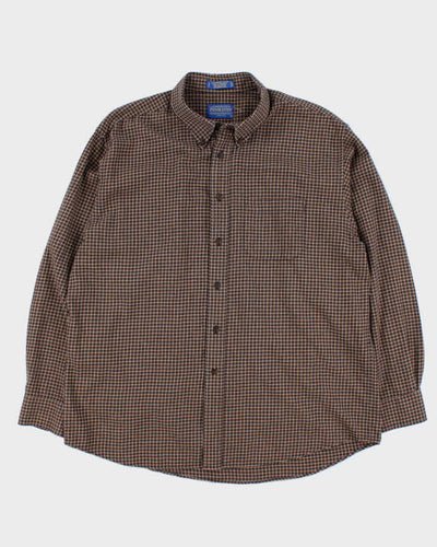 Pendleton Brown Plaid Cotton Wool Blend Work Shirt - XL